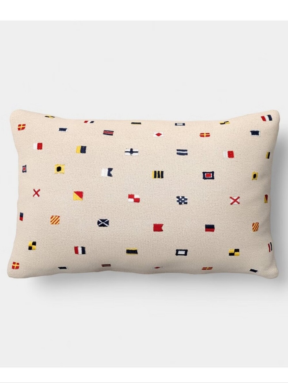 Room Essentials NWT 20"x12" Cotton Embroidered Nautical Flag Lumbar Pillow